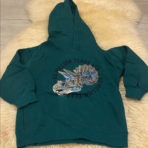 H&M Teal Hoodie with Silver Dinosaur Design